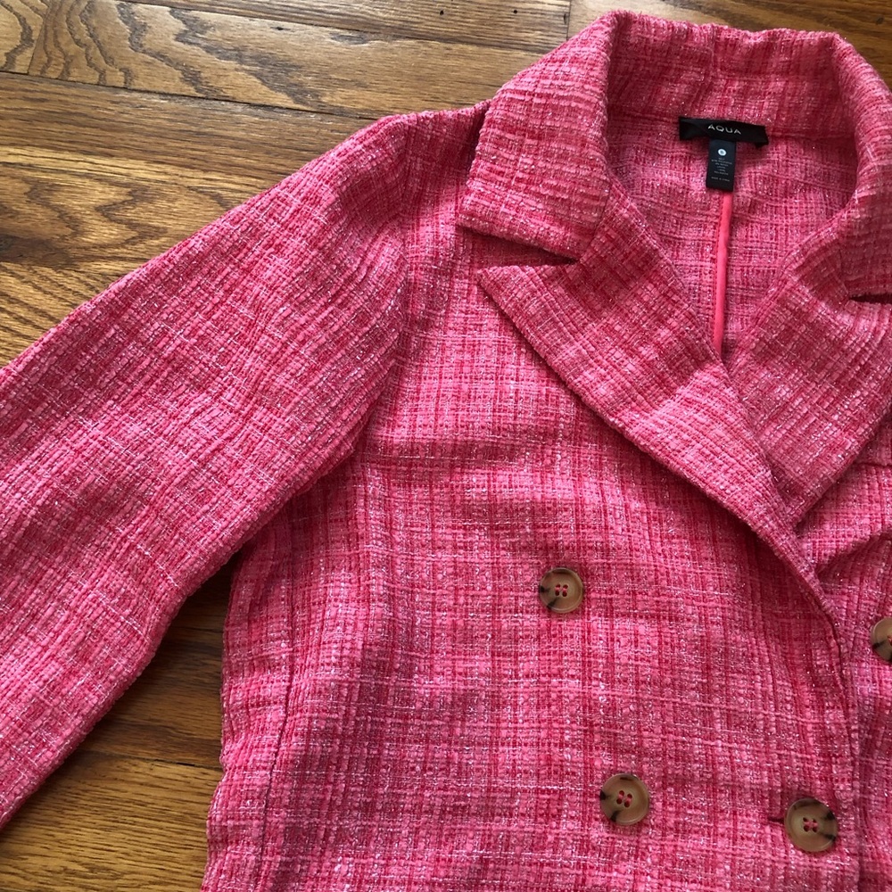 Aqua Pink Cropped Tweed Blazer - Picture 5 of 11